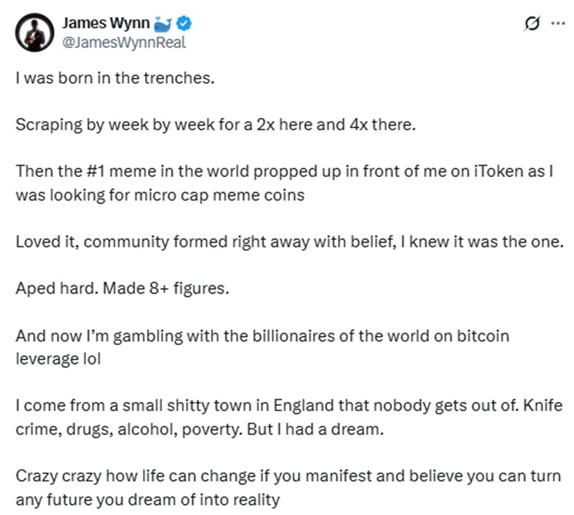 合约巨鲸James Wynn：从贫民窟到加密大玩家，12亿美元的疯狂赌局