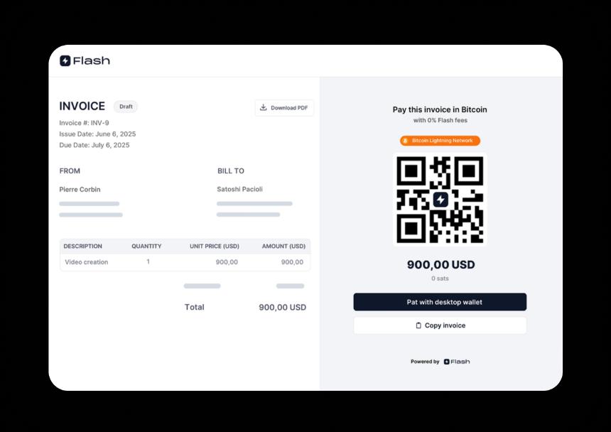 Flash发布全新比特币发票工具：零费用、免KYC、非托管